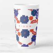 Tasse Latte Modèle vectoriel simple de fleurs bleues (Devant)