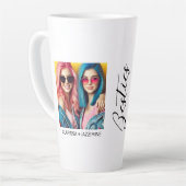 Tasse Latte /Modern Black White Bestie 2 Photo Collage (Angle gauche)