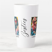 Tasse Latte /Modern Black White Bestie 2 Photo Collage (Devant)