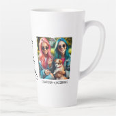 Tasse Latte /Modern Black White Bestie 2 Photo Collage (Droite)
