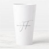 Tasse Latte Modern Elegant Plain Professional Name Monogram (Devant)