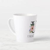 Tasse Latte Modern Floral Customizable Monogrammed Letter U (Angle gauche)