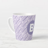 Tasse Latte Modern Lilac Purple Diagonal Stripes Monogram (Angle gauche)