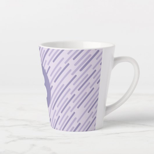 Tasse Latte Modern Lilac Purple Diagonal Stripes Monogram (Droite)