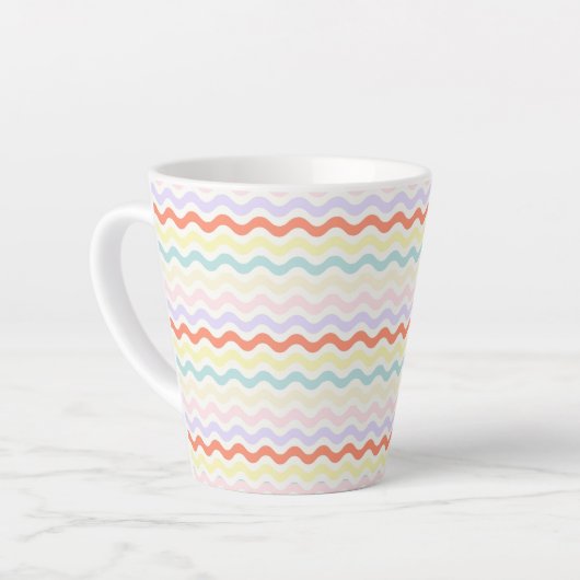 Tasse Latte Modern Minimalist Scalloped Pastel Waves Linear (Angle gauche)