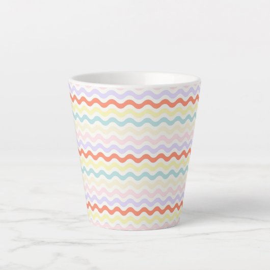 Tasse Latte Modern Minimalist Scalloped Pastel Waves Linear (Devant)