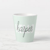 Tasse Latte Modern Pastel Mint Bonjour Et Vous Nom (Devant)