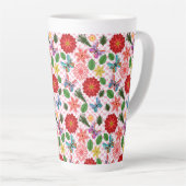 Tasse Latte Modern Spring Garden Butterfly Floral  (Angle droit)