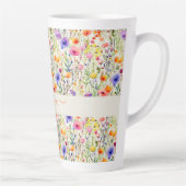 Tasse Latte Modern watercolor wildflowers pattern script name (Droite)