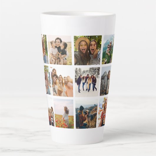 Tasse Latte Moderne 12 Photo Collage Nom du monogramme (Devant)