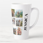 Tasse Latte Moderne 12 Photo Collage Nom du monogramme (Droite)