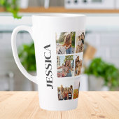 Tasse Latte Moderne 12 Photo Collage Nom du monogramme