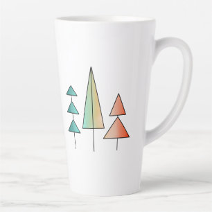 Tasse Latte moderne arc-en-ciel arbres roses sarcelle simple m