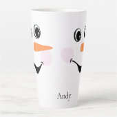Tasse Latte Moderne Cute Custom Smiling visage Snowman (Devant)