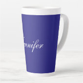 Tasse Latte Moderne Elégant Cute Unique Deep Blue Calligraphie (Angle droit)