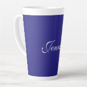 Tasse Latte Moderne Elégant Cute Unique Deep Blue Calligraphie (Angle gauche)