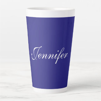 Tasse Latte Moderne Elégant Cute Unique Deep Blue Calligraphie