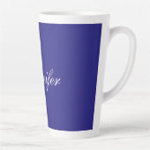 Tasse Latte Moderne Elégant Cute Unique Deep Blue Calligraphie (Droite)