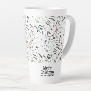 Tasse Latte Moderne élégant Noël botanique rustique Café M