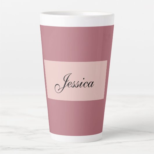 Tasse Latte Moderne Elegant Plain Simple Rose Or Votre nom (Devant)