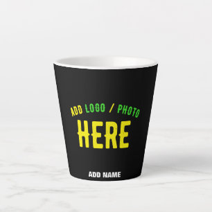 TASSE LATTE MODERNE ET MODERNE PERSONNALISABLE NOIR VÉRIFIÉ
