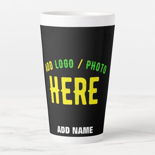TASSE LATTE MODERNE ET MODERNE PERSONNALISABLE NOIR VÉRIFIÉ (Devant)