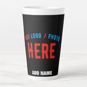 TASSE LATTE MODERNE ET MODERNE PERSONNALISABLE NOIR VÉRIFIÉ