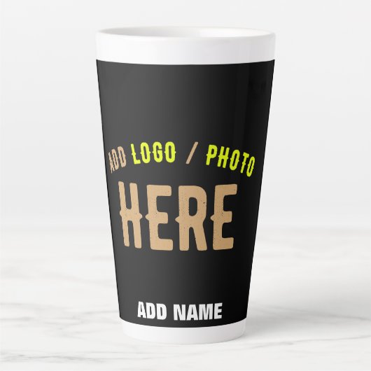 TASSE LATTE MODERNE ET MODERNE PERSONNALISABLE NOIR VÉRIFIÉ (Devant)