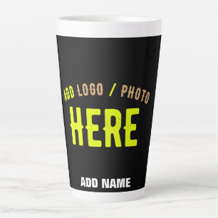 TASSE LATTE MODERNE ET MODERNE PERSONNALISABLE NOIR VÉRIFIÉ