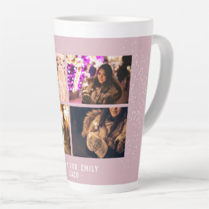 Tasse Latte Moderne Fête Rose Pâle 4 Collage Photo Fêtes