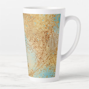 Tasse Latte Moderne, Luxueux Abstrait Or Turquoise Motif
