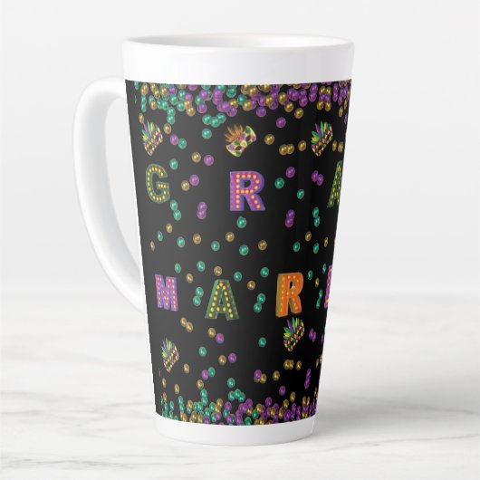 Tasse Latte Moderne Mardi Gras (Angle gauche)