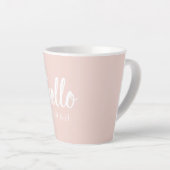 Tasse Latte Moderne Minimal Pastel Rose Bonjour Et Vous Nom (Angle droit)