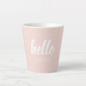 Tasse Latte Moderne Minimal Pastel Rose Bonjour Et Vous Nom (Devant)