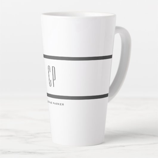 Tasse Latte Moderne Monogramme Professionnel Plain Simple Mini (Angle droit)