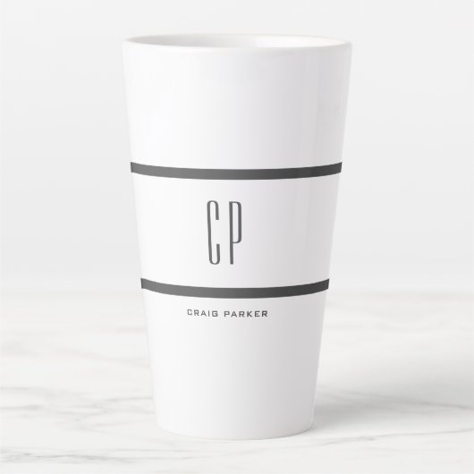 Tasse Latte Moderne Monogramme Professionnel Plain Simple Mini (Devant)