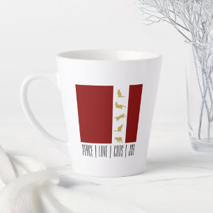 Tasse Latte Moderne Noël Chat Amoureux Rouge Blanc Or
