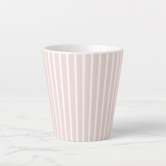 Tasse Latte Moderne rose vif blanc rayures verticales chic mig (Devant)