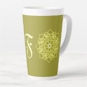 Tasse Latte Moderne Simples rayures de ligne Nom monogramme fl (Angle droit)