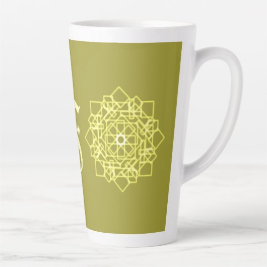 Tasse Latte Moderne Simples rayures de ligne Nom monogramme fl (Droite)