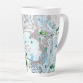 Tasse Latte Moderne tendance Abstrait rose bleu vert blanc (Angle droit)