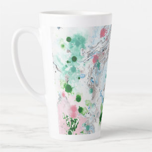 Tasse Latte Moderne tendance Abstrait rose bleu vert blanc
