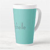 Tasse Latte Moderne tendance Élégant Bleu Simple Blanc (Angle droit)