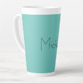 Tasse Latte Moderne tendance Élégant Bleu Simple Blanc (Angle gauche)