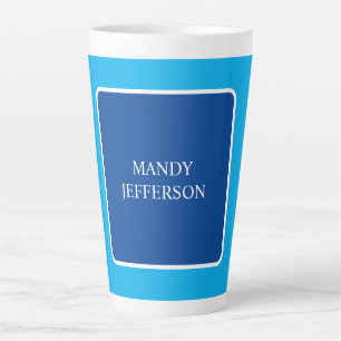 Tasse Latte Moderne tendance Élégant Bleu Simple Simple Ajoute