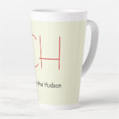 Tasse Latte Moderne tendance Monogramme Rouge Beige (Angle droit)