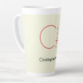 Tasse Latte Moderne tendance Monogramme Rouge Beige (Angle gauche)