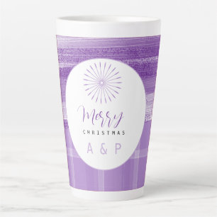 Tasse Latte Moderne Urbaine Tartan Violet Monogramme