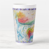 Tasse Latte Mon Cheval Arc-en-ciel Unicorne Aquarelle Latte Mu (Devant)