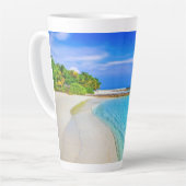 Tasse Latte Mon endroit heureux | Photo de plage tropicale (Angle gauche)
